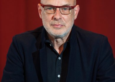 Brian Eno delivers a lecture at the George Square Lecture Theatre at Edinburgh University